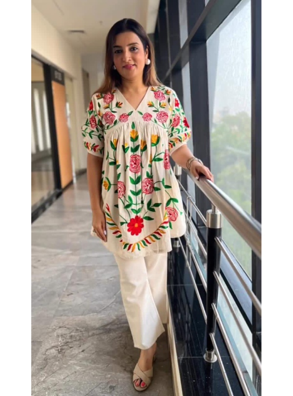 Latest Designer White Party Wear Coord Set - Image 2