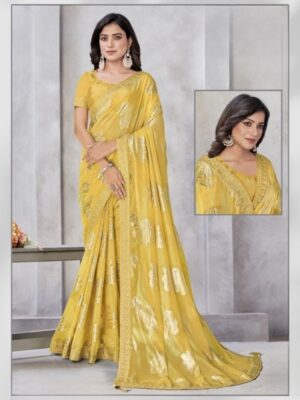 Pleasing Yellow Party Wear Saree