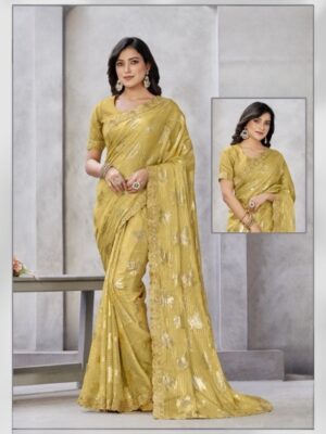 Charming Yellow Party Wear Saree