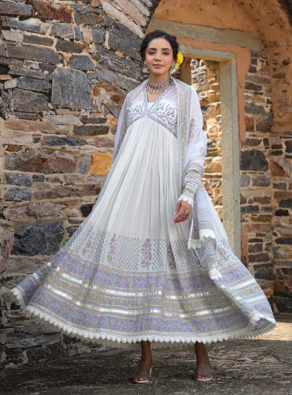 Beautiful Women Blue Designer Gown with Dupatta – mahezon