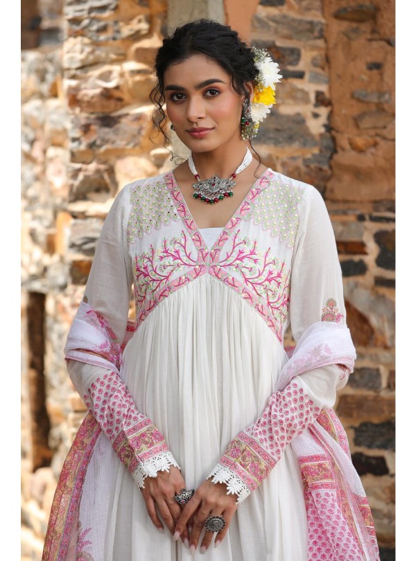 Latest Pink Party Wear Gown With Dupatta - Image 4