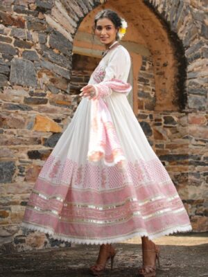 Latest Pink Party Wear Gown With Dupatta