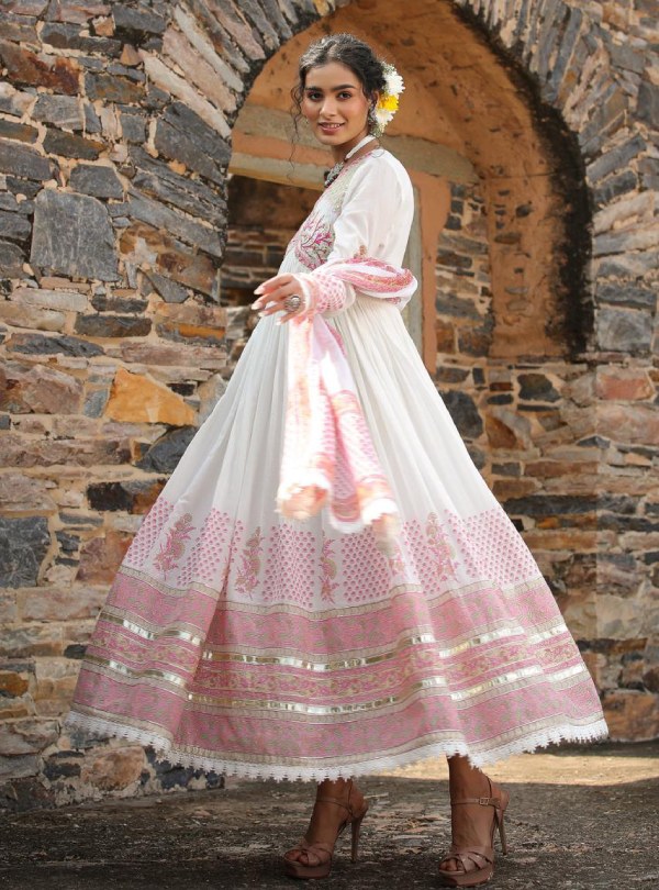 Long anarkali designed gown with designer dupatta