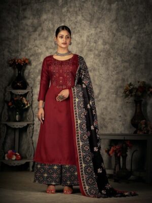 Wonderful Brownish Red Patiala Party Wear Suit