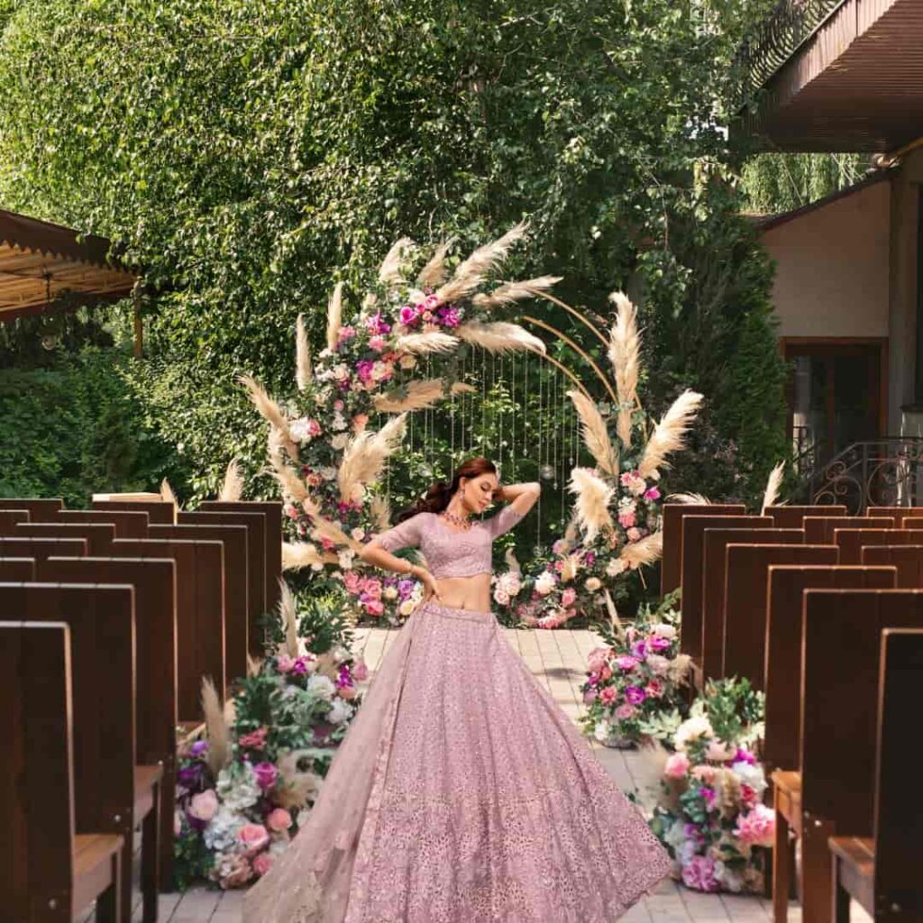 One-Sided Floral Couture Lehenga