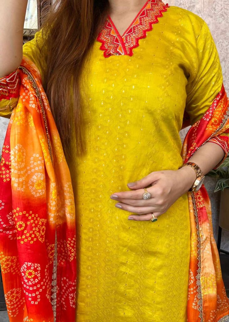 Yellow and Multi-Shaded Leheriya