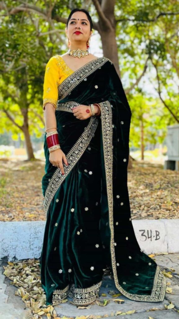 velvet saree
