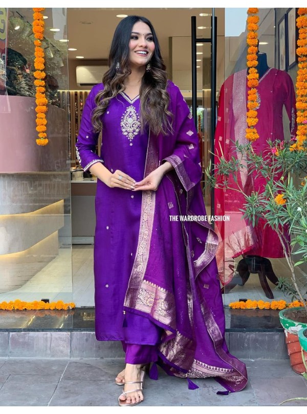 Purple Special Design Festival Kurti - Image 3