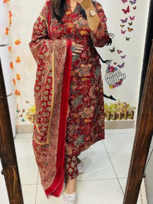 Printed Red Party Wear Kurti