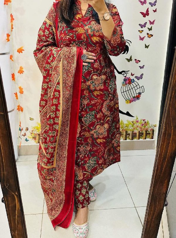 Printed Red Party Wear Kurti - Image 4