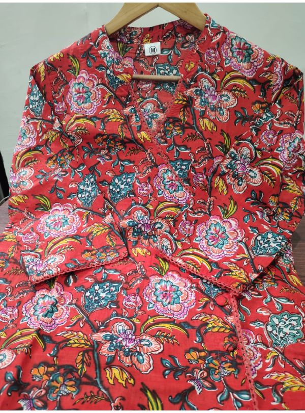 Printed Red Party Wear Kurti - Image 5