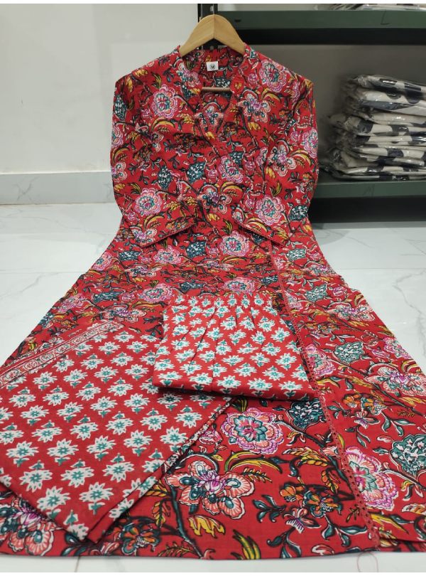 Printed Red Party Wear Kurti - Image 6