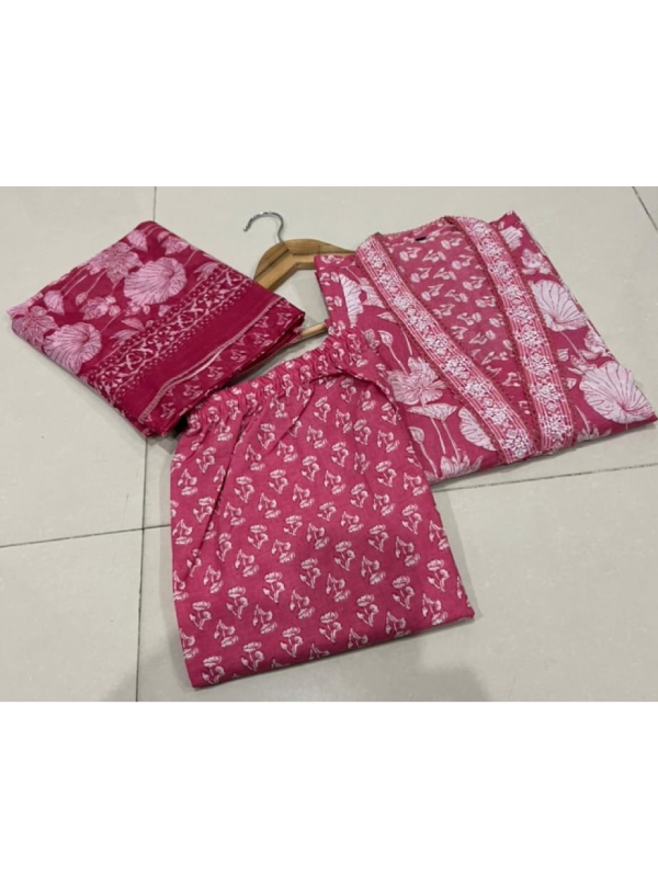 Floral Motif Cotton Salwar Suit - Image 5