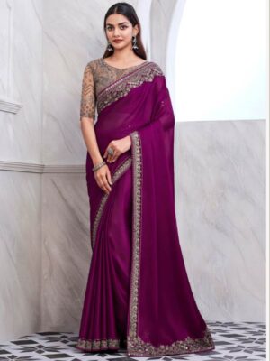 Enchanting  Party Wear Purple Saree