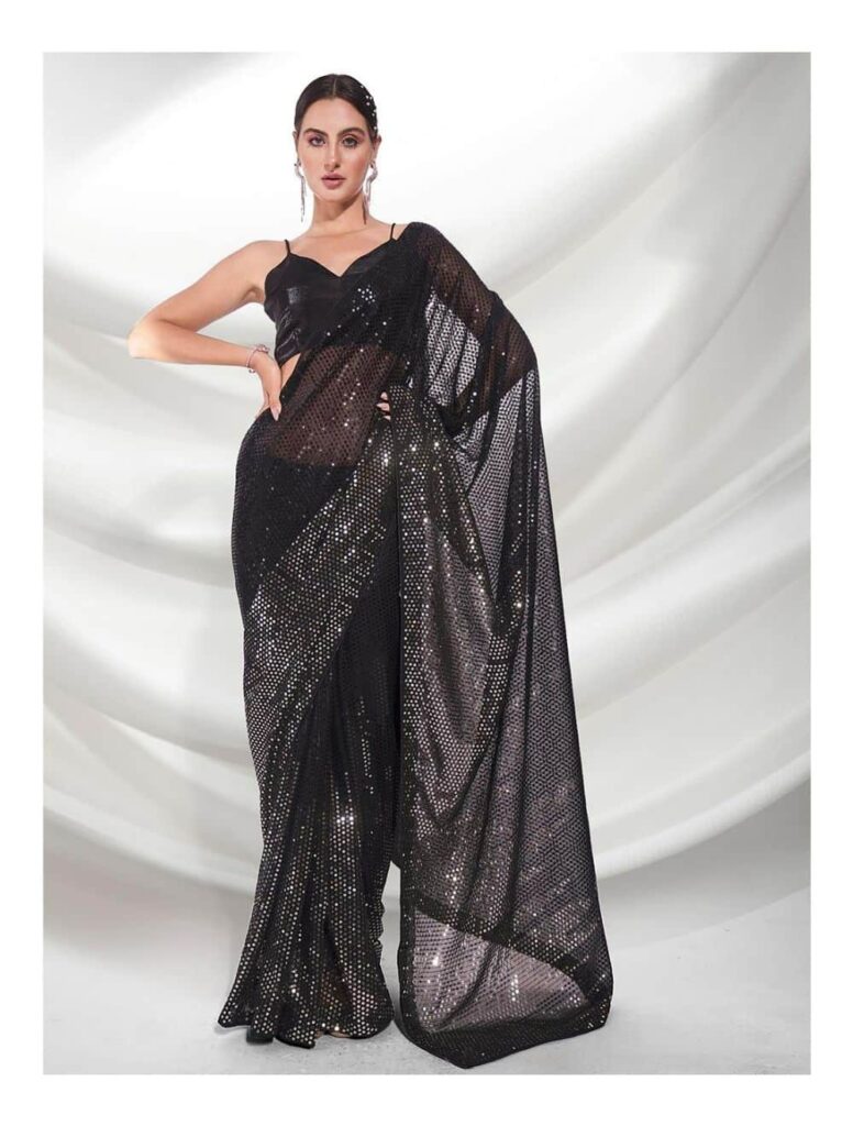 Classic Black Sequin Saree 