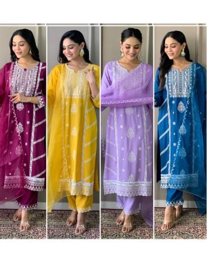 Heavy Embroidery on Kurta and Pant with Dupatta