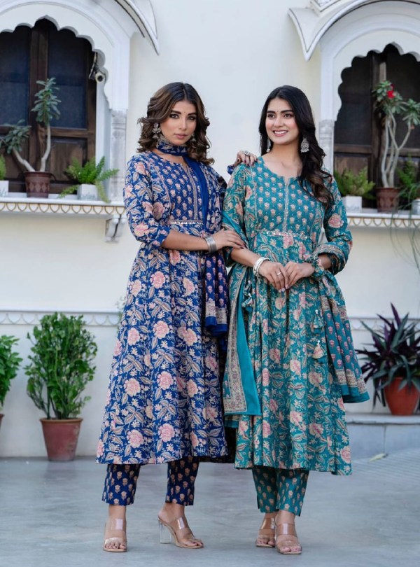 Floral Anarkali Kurta Set with Dupatta