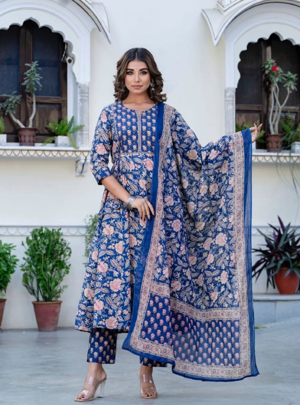Floral Anarkali Kurta Set with Dupatta(1)