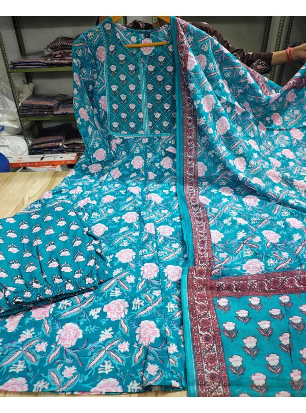Floral Anarkali Kurta Set with Dupatta(6)