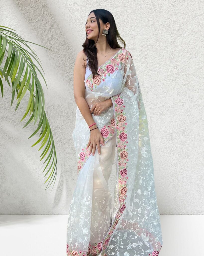 Organza with Embroidery Saree
