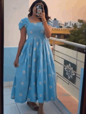 Elegant Cotton Long Western Dress