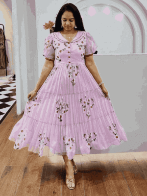 Fancy Printed Slub Cotton Frock