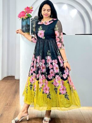 Stylish Printed Cotton Western Dress