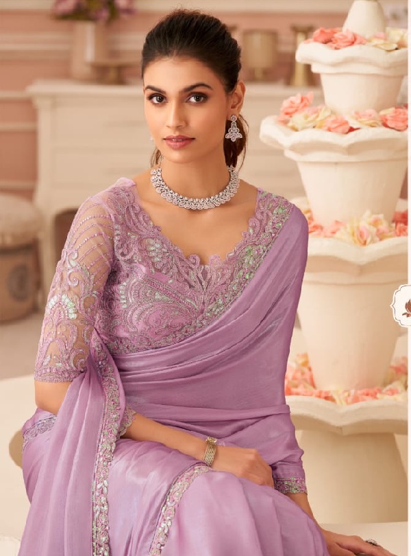 TFH Salsa Style Hits Designer Silver Chiffon Shimmer Saree (1)