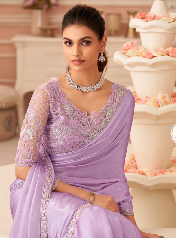 TFH Salsa Style Hits Designer Silver Chiffon Shimmer Saree (2)