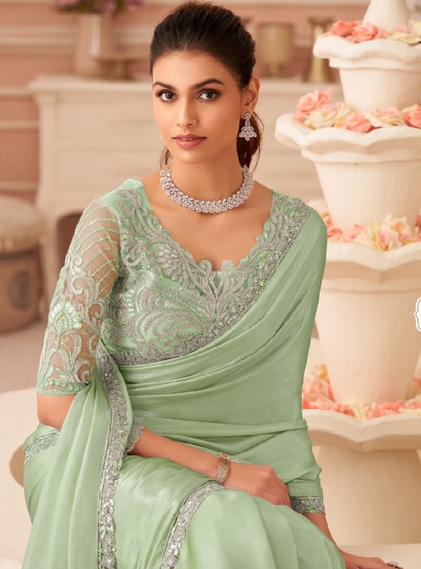 TFH Salsa Style Hits Designer Silver Chiffon Shimmer Saree (4)