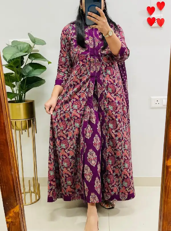 Printed Anarkali Kurta Dupatta Set