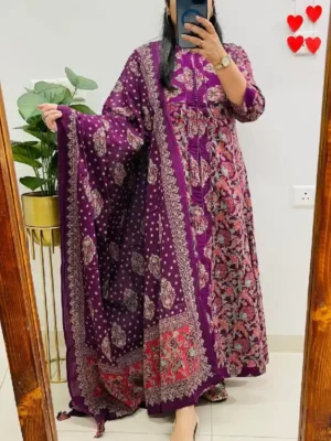 Beautiful Printed Anarkali Kurta Dupatta Set
