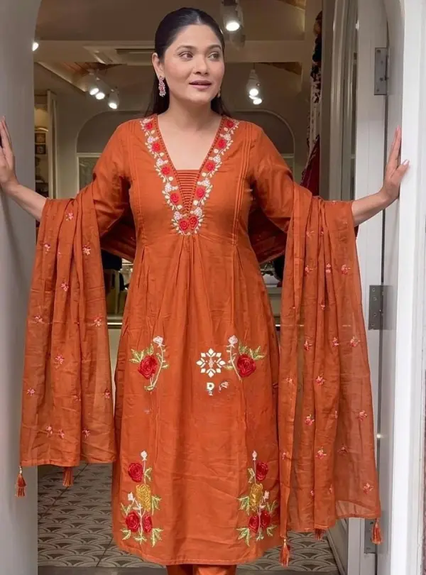 Cotton Suit with Embroidered Dupatta