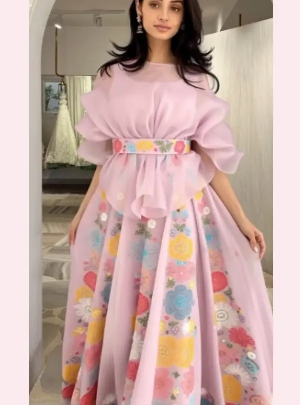 Pink Indo Western Lehenga