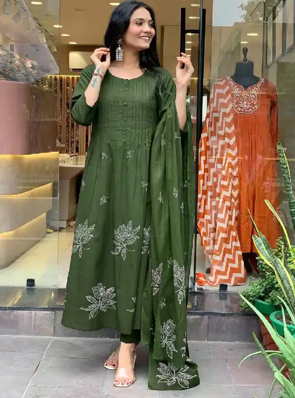 Pure cotton kurti pant set with dupatta