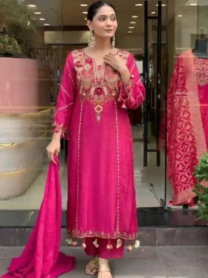 Pure Viscose Chanderi Silk Kurta Set