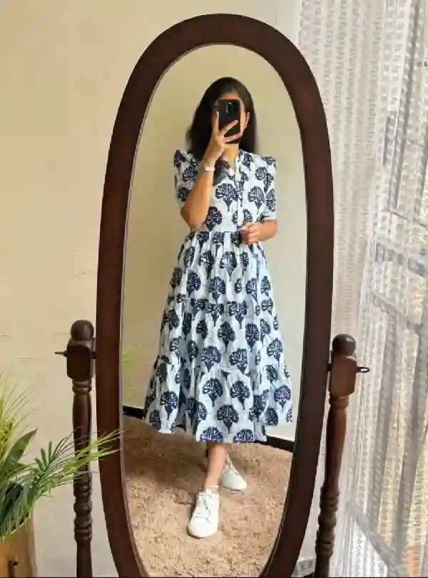 Floral Cotton Puff Sleeve Dress