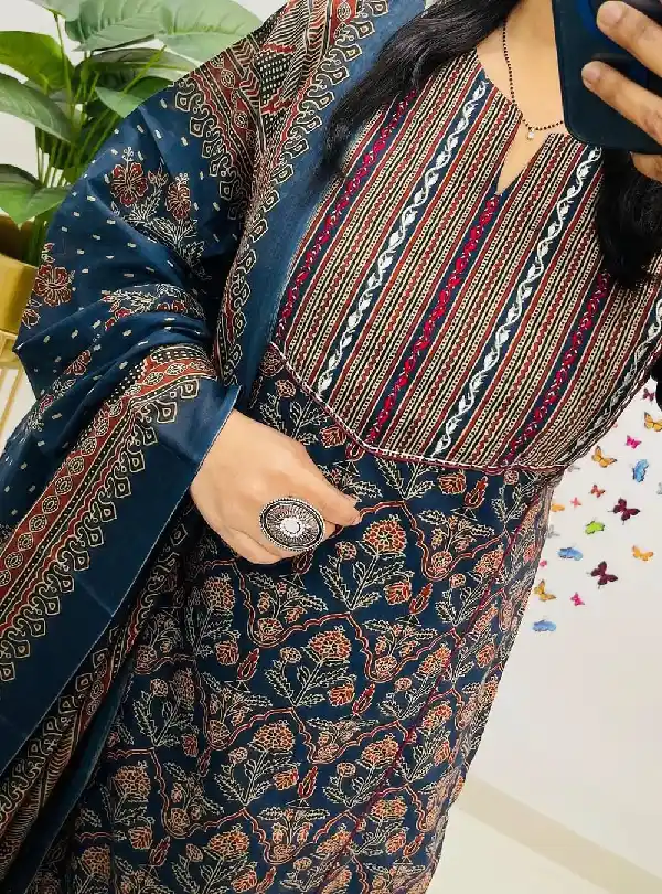 Heavy Cotton Kurti Pant Set with Cotton Dupatta