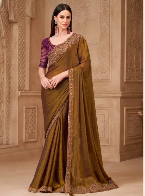 Olive Green Designer Saree for Women