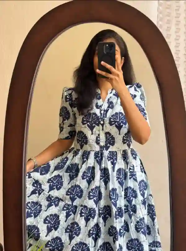 Printed Cotton Midi Dress