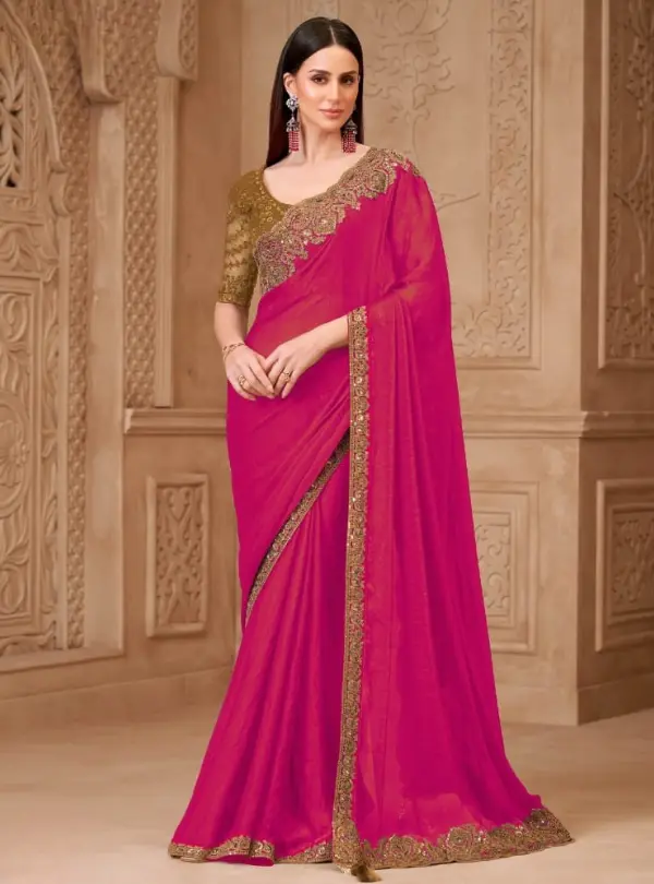 Rani Pink Designer Saree for Women