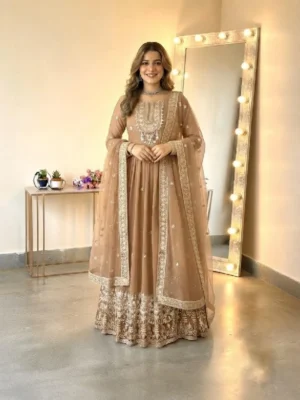 Heavy Georgette Embroidered Gown Set
