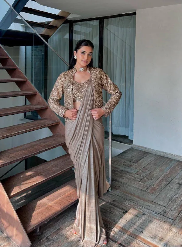 Chinon Silk Lehenga Saree with Jacket
