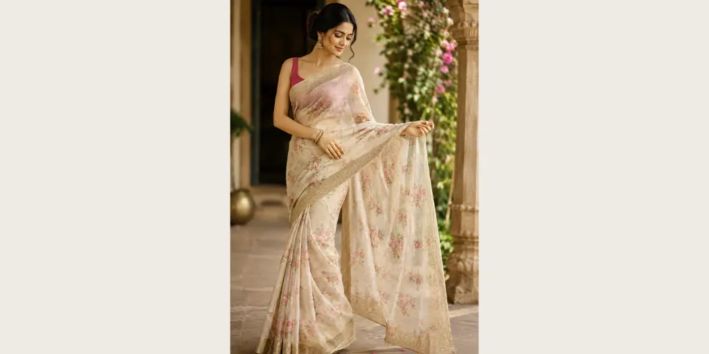 Elegant Pallu Holding Pose