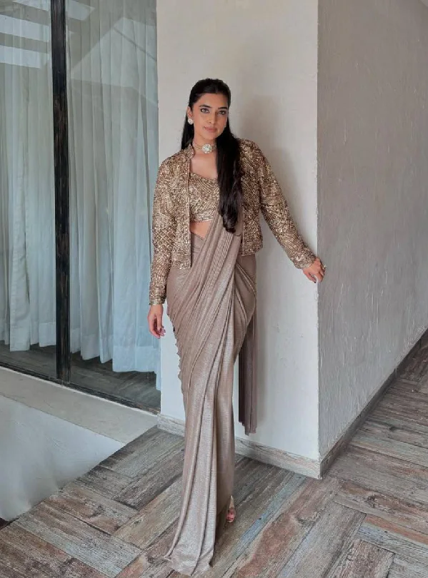 Embroidered Chinon Silk Lehenga Saree