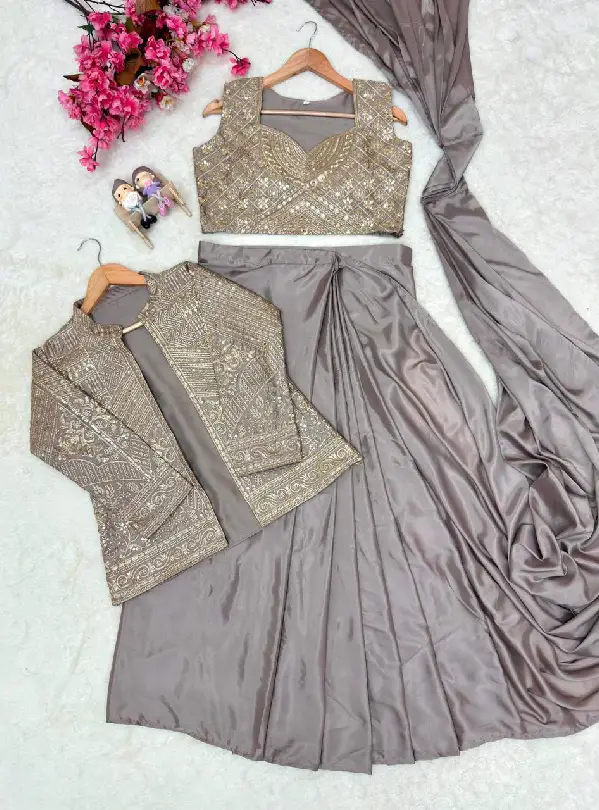 Embroidered Lehenga Saree with Blouse