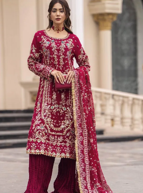 Faux Georgette embroidered suit for women