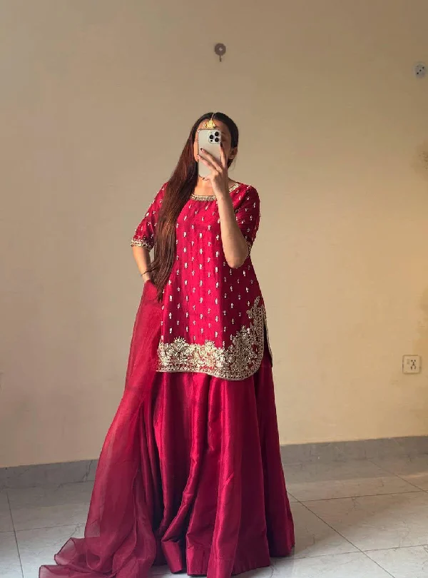 French Crepe Farsi kurti palazzo set