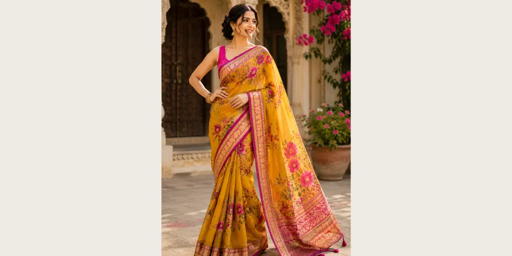 Hand-on-Waist Saree Pose