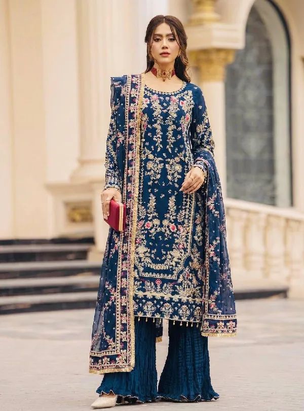 Heavy embroidery sequence work suit